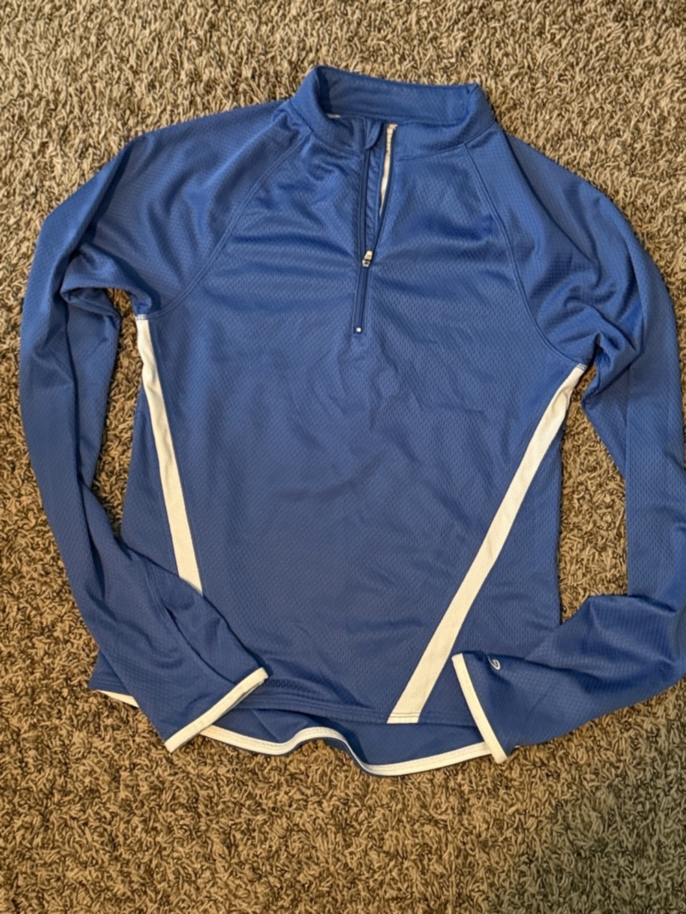 Champion Blue Long Sleeve Athletic Quarter-Zip Top with White Accents